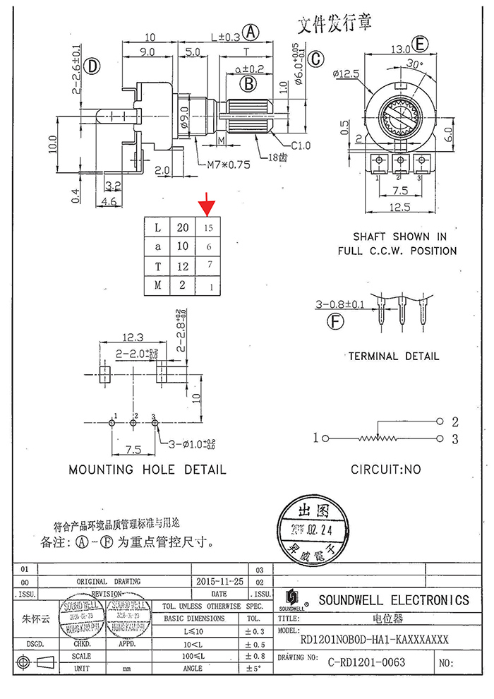 RD12可調電位器規(guī)格書
